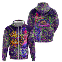 Waimanalo Hawaii Sun Rabbit Zip Hoodie Psychedelic Trippy Neon Swirl Graphic TS04 - Polynesian Pride