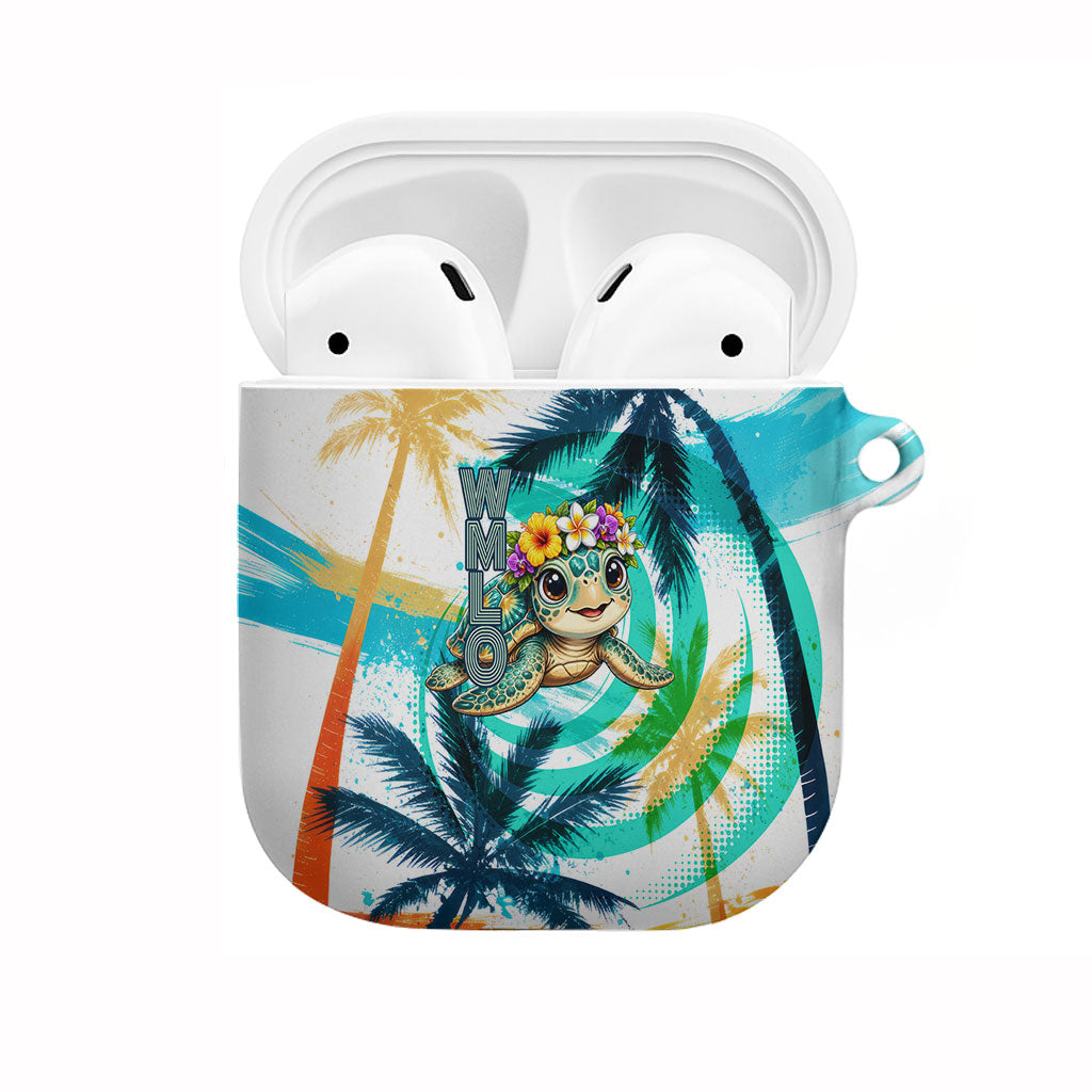Hawaii Waimanalo Sea Turtle AirPods Case Cute Tropical Beach Aloha Spirit Cartoon TS04 Green Blue - Polynesian Pride
