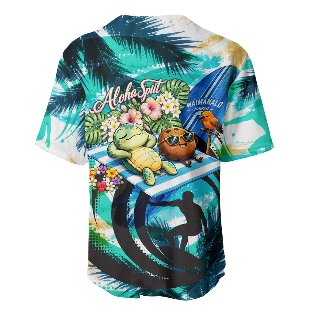 Hawaii Waimanalo Sea Turtle Baseball Jersey Cute Tropical Beach Aloha Spirit Cartoon TS04 - Polynesian Pride