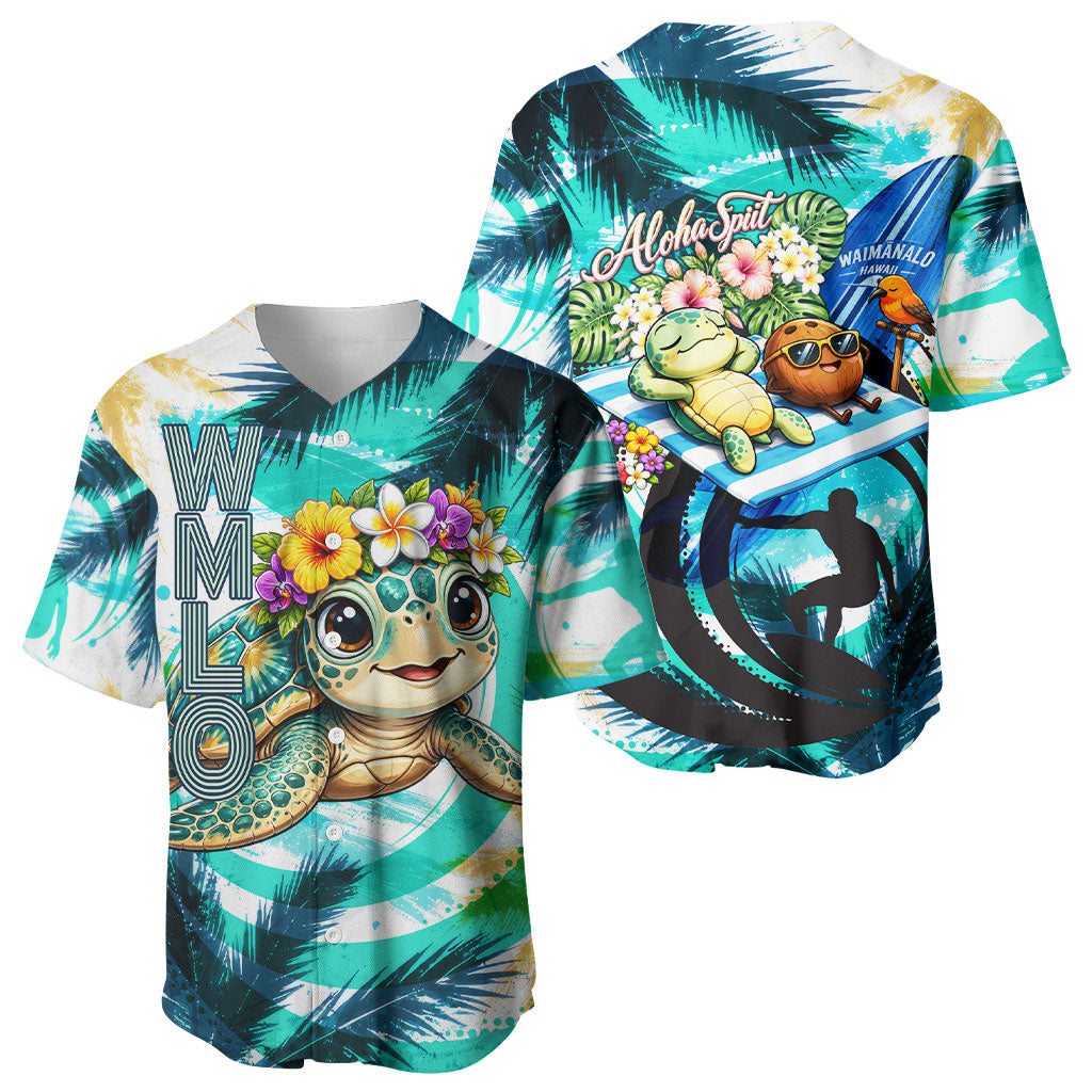 Hawaii Waimanalo Sea Turtle Baseball Jersey Cute Tropical Beach Aloha Spirit Cartoon TS04 - Polynesian Pride