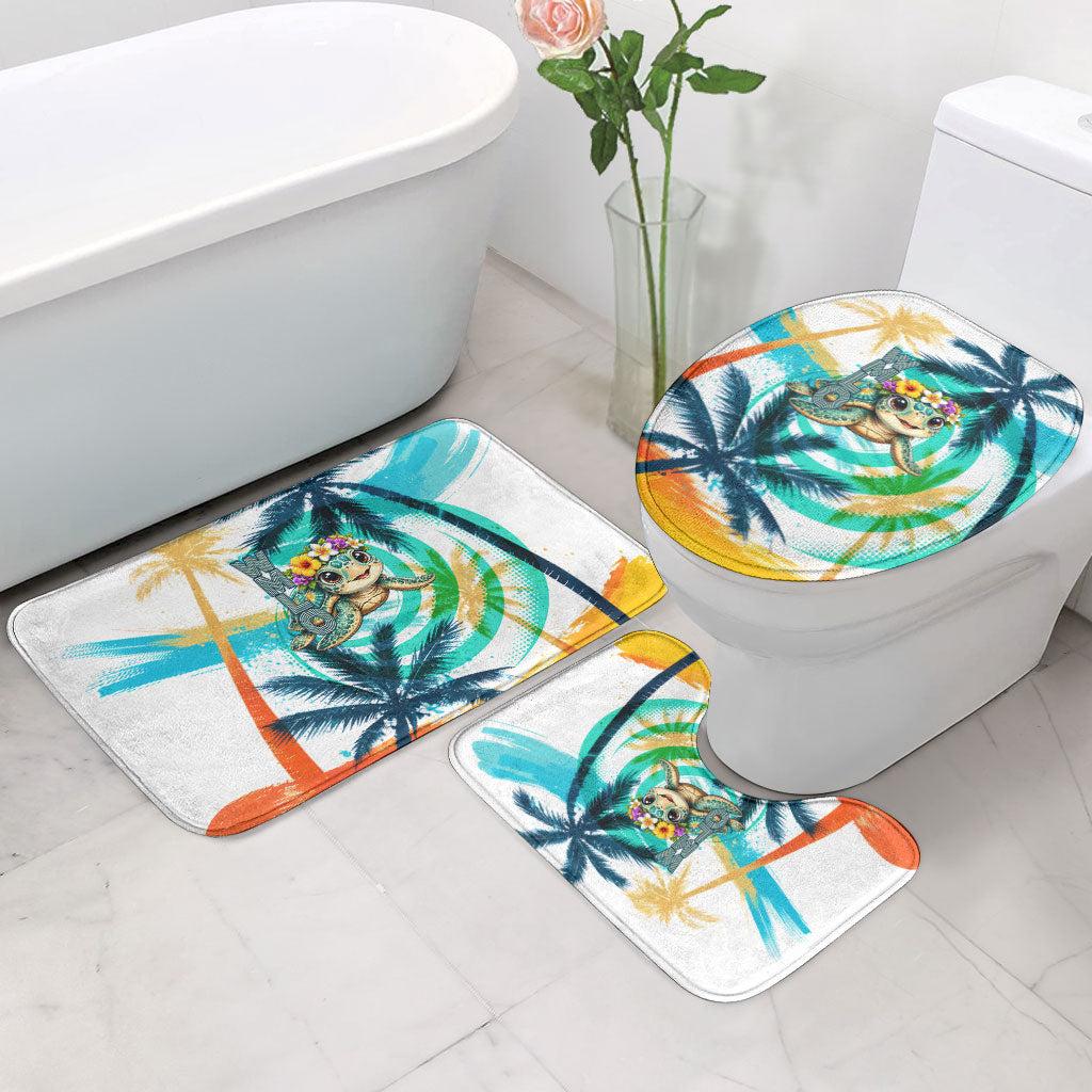 Hawaii Waimanalo Sea Turtle Bathroom Set Cute Tropical Beach Aloha Spirit Cartoon TS04 - Polynesian Pride