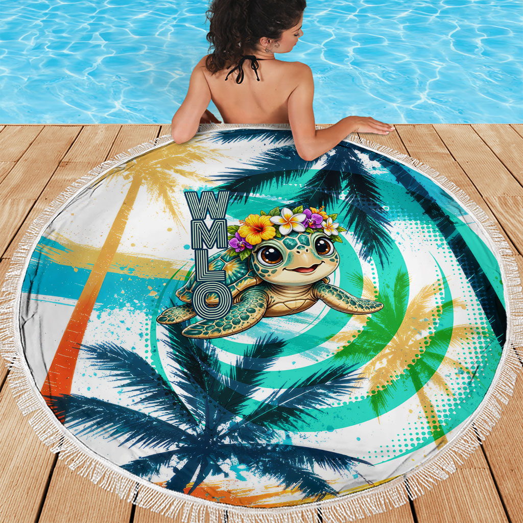 Hawaii Waimanalo Sea Turtle Beach Blanket Cute Tropical Beach Aloha Spirit Cartoon TS04 - Polynesian Pride