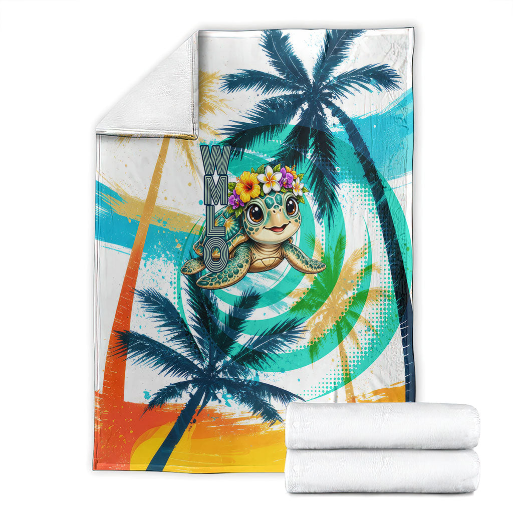 Hawaii Waimanalo Sea Turtle Blanket Cute Tropical Beach Aloha Spirit Cartoon TS04 - Polynesian Pride