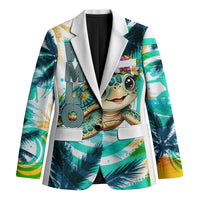 Hawaii Waimanalo Sea Turtle Blazer Cute Tropical Beach Aloha Spirit Cartoon TS04 Unisex Green Blue - Polynesian Pride