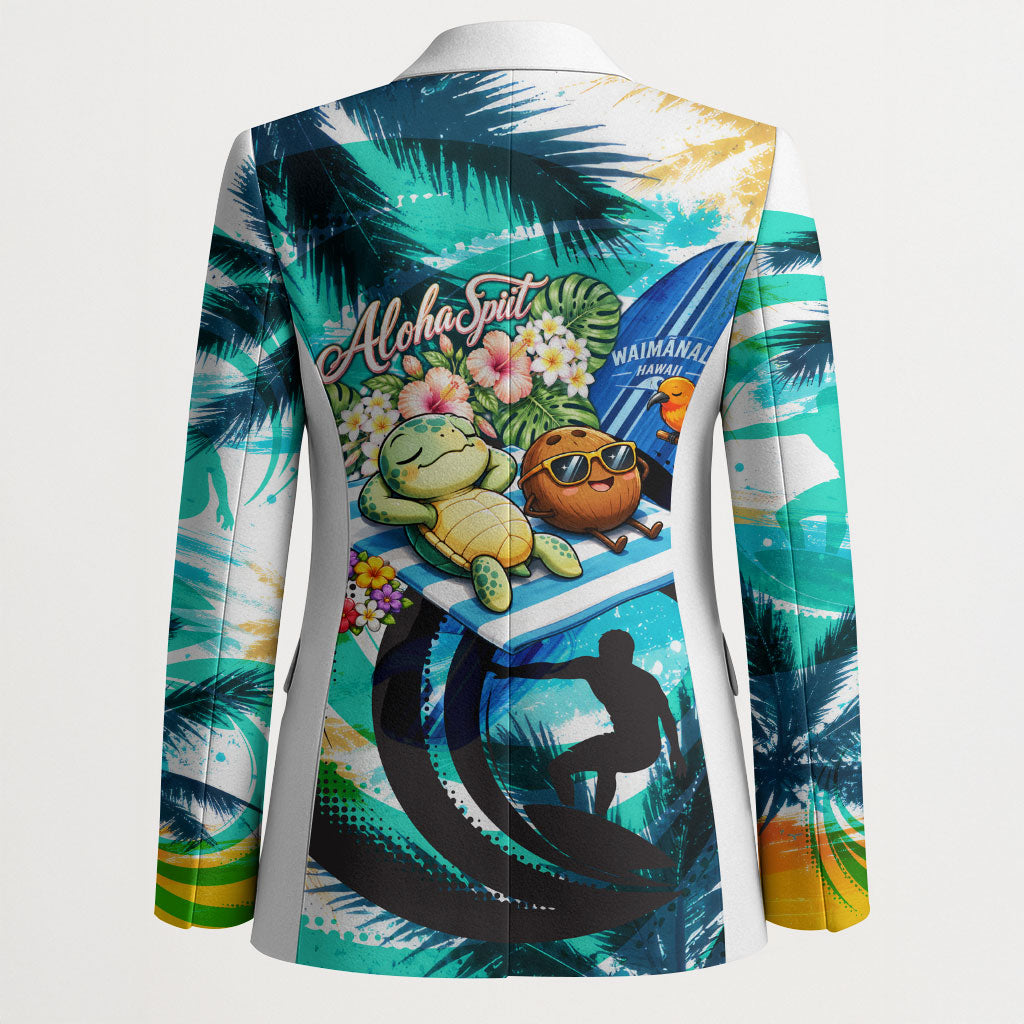 Hawaii Waimanalo Sea Turtle Blazer Cute Tropical Beach Aloha Spirit Cartoon TS04 - Polynesian Pride