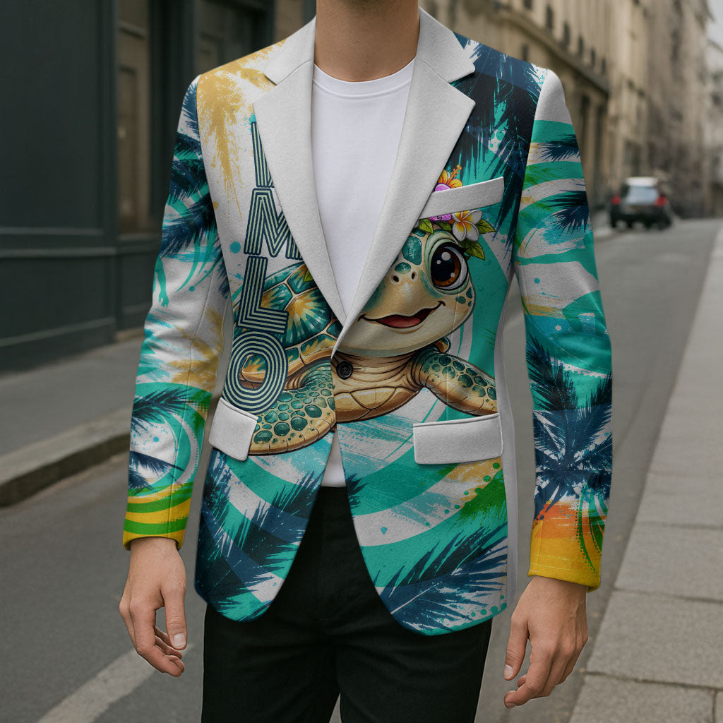 Hawaii Waimanalo Sea Turtle Blazer Cute Tropical Beach Aloha Spirit Cartoon TS04 - Polynesian Pride