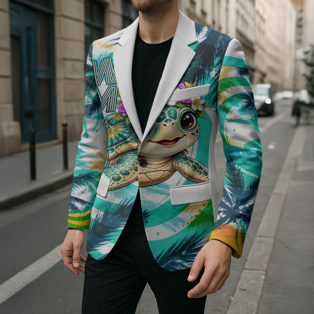 Hawaii Waimanalo Sea Turtle Blazer Cute Tropical Beach Aloha Spirit Cartoon TS04 - Polynesian Pride