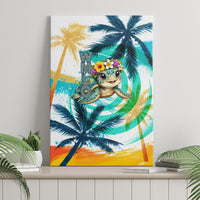 Hawaii Waimanalo Sea Turtle Canvas Wall Art Cute Tropical Beach Aloha Spirit Cartoon TS04 - Polynesian Pride