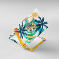 Hawaii Waimanalo Sea Turtle Canvas Wall Art Cute Tropical Beach Aloha Spirit Cartoon TS04 With Frame Green Blue - Polynesian Pride