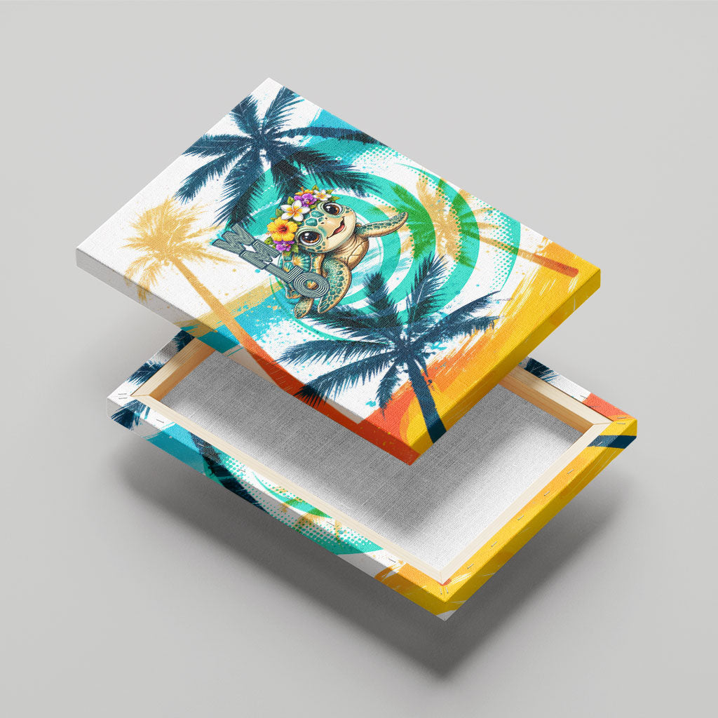 Hawaii Waimanalo Sea Turtle Canvas Wall Art Cute Tropical Beach Aloha Spirit Cartoon TS04 - Polynesian Pride