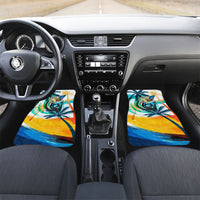 Hawaii Waimanalo Sea Turtle Car Mats Cute Tropical Beach Aloha Spirit Cartoon TS04 Set 2pcs - Front Green Blue - Polynesian Pride