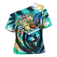 Hawaii Waimanalo Sea Turtle Cross Shoulder Shirt Cute Tropical Beach Aloha Spirit Cartoon TS04 - Polynesian Pride