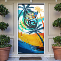 Hawaii Waimanalo Sea Turtle Door Cover Cute Tropical Beach Aloha Spirit Cartoon TS04 Green Blue - Polynesian Pride