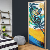 Hawaii Waimanalo Sea Turtle Door Cover Cute Tropical Beach Aloha Spirit Cartoon TS04 - Polynesian Pride