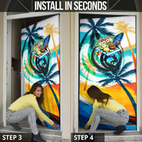 Hawaii Waimanalo Sea Turtle Door Cover Cute Tropical Beach Aloha Spirit Cartoon TS04 - Polynesian Pride