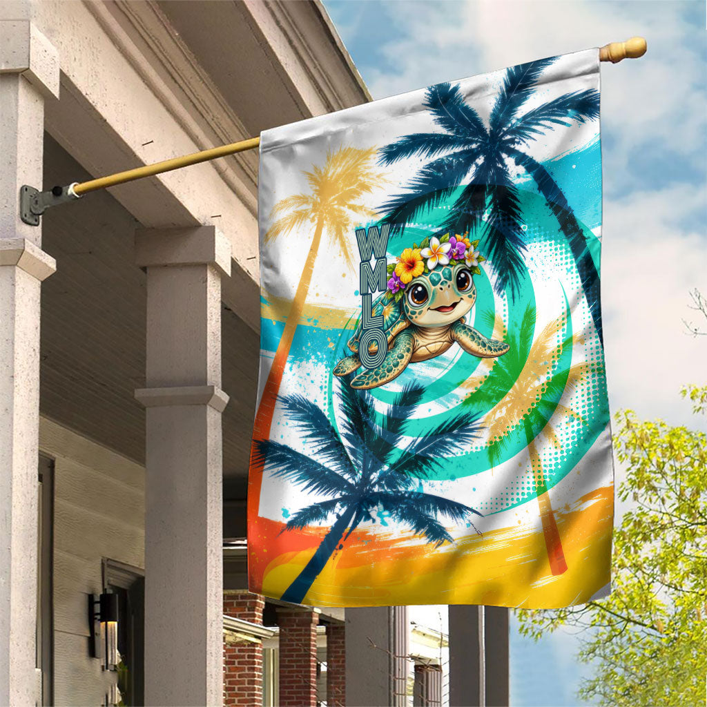 Hawaii Waimanalo Sea Turtle Garden Flag Cute Tropical Beach Aloha Spirit Cartoon TS04 House Flag Green Blue - Polynesian Pride