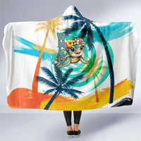 Hawaii Waimanalo Sea Turtle Hooded Blanket Cute Tropical Beach Aloha Spirit Cartoon TS04 One Size Green Blue - Polynesian Pride