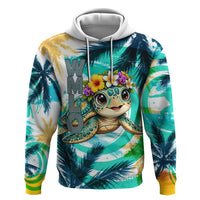 Hawaii Waimanalo Sea Turtle Hoodie Cute Tropical Beach Aloha Spirit Cartoon TS04 Pullover Hoodie Green Blue - Polynesian Pride
