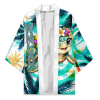 Hawaii Waimanalo Sea Turtle Kimono Cute Tropical Beach Aloha Spirit Cartoon TS04 Unisex Green Blue - Polynesian Pride