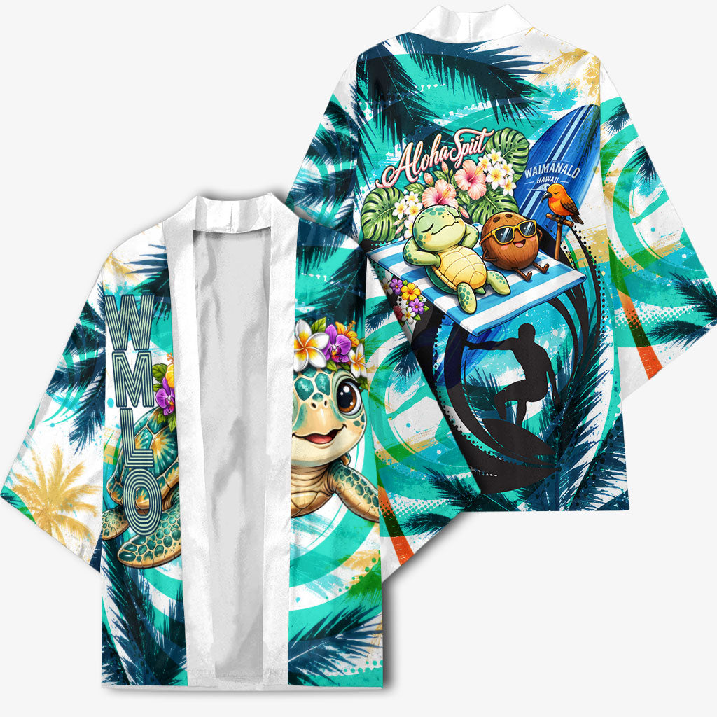 Hawaii Waimanalo Sea Turtle Kimono Cute Tropical Beach Aloha Spirit Cartoon TS04 - Polynesian Pride