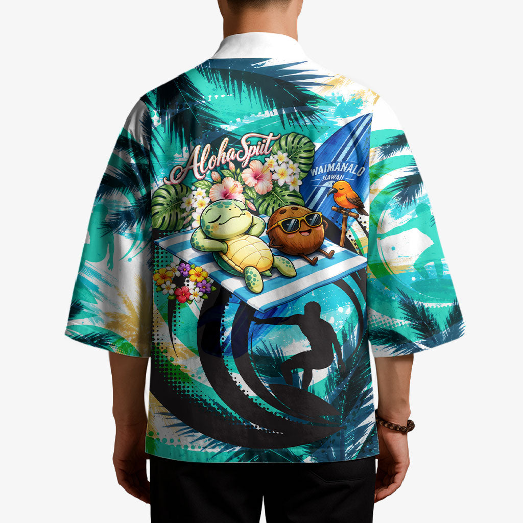 Hawaii Waimanalo Sea Turtle Kimono Cute Tropical Beach Aloha Spirit Cartoon TS04 - Polynesian Pride