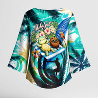 Hawaii Waimanalo Sea Turtle Kimono Sleeve Blouse Cute Tropical Beach Aloha Spirit Cartoon TS04 - Polynesian Pride