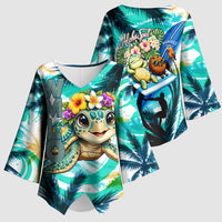 Hawaii Waimanalo Sea Turtle Kimono Sleeve Blouse Cute Tropical Beach Aloha Spirit Cartoon TS04 - Polynesian Pride
