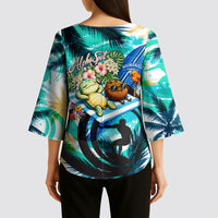 Hawaii Waimanalo Sea Turtle Kimono Sleeve Blouse Cute Tropical Beach Aloha Spirit Cartoon TS04 - Polynesian Pride
