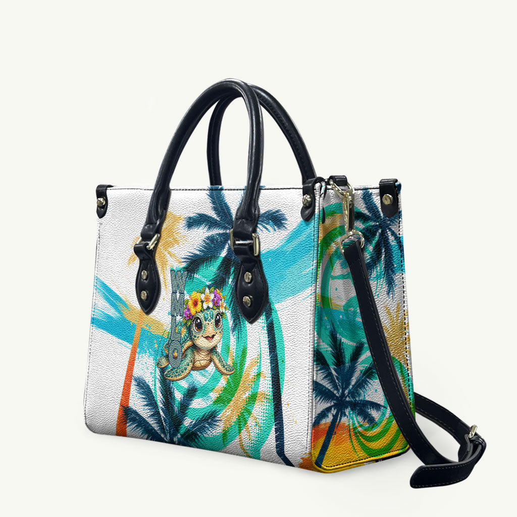 Hawaii Waimanalo Sea Turtle Leather Bag Cute Tropical Beach Aloha Spirit Cartoon TS04 Green Blue - Polynesian Pride