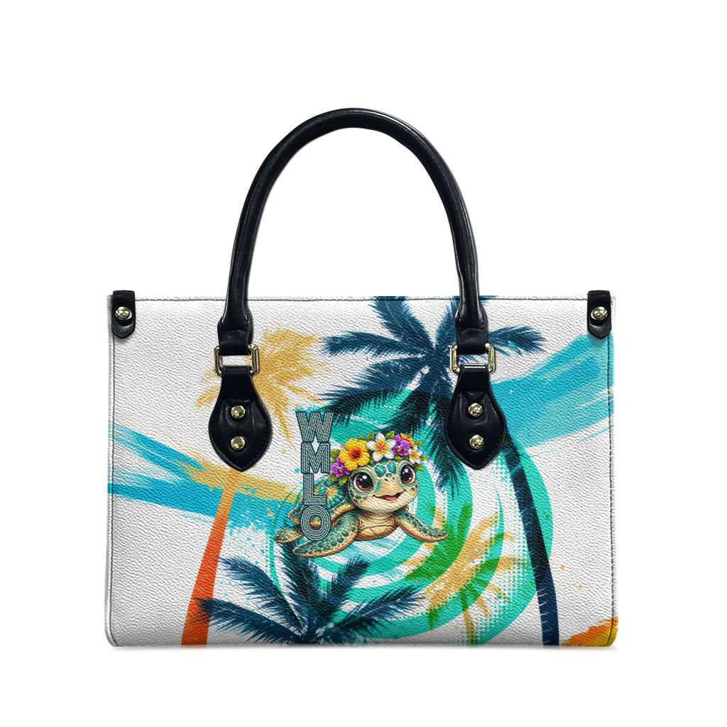 Hawaii Waimanalo Sea Turtle Leather Bag Cute Tropical Beach Aloha Spirit Cartoon TS04 - Polynesian Pride