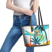 Hawaii Waimanalo Sea Turtle Leather Tote Bag Cute Tropical Beach Aloha Spirit Cartoon TS04 - Polynesian Pride