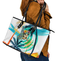Hawaii Waimanalo Sea Turtle Leather Tote Bag Cute Tropical Beach Aloha Spirit Cartoon TS04 - Polynesian Pride