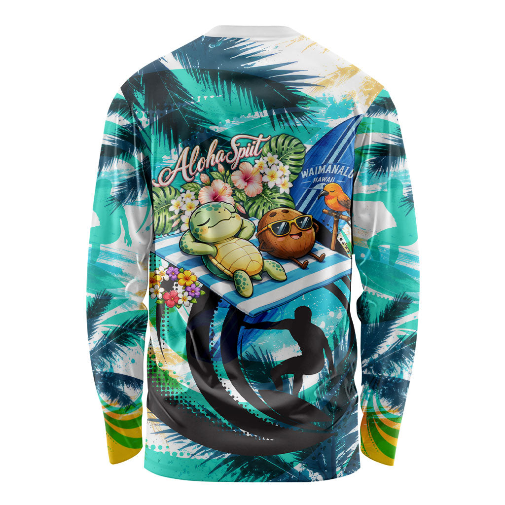 Hawaii Waimanalo Sea Turtle Long Sleeve Shirt Cute Tropical Beach Aloha Spirit Cartoon TS04 - Polynesian Pride