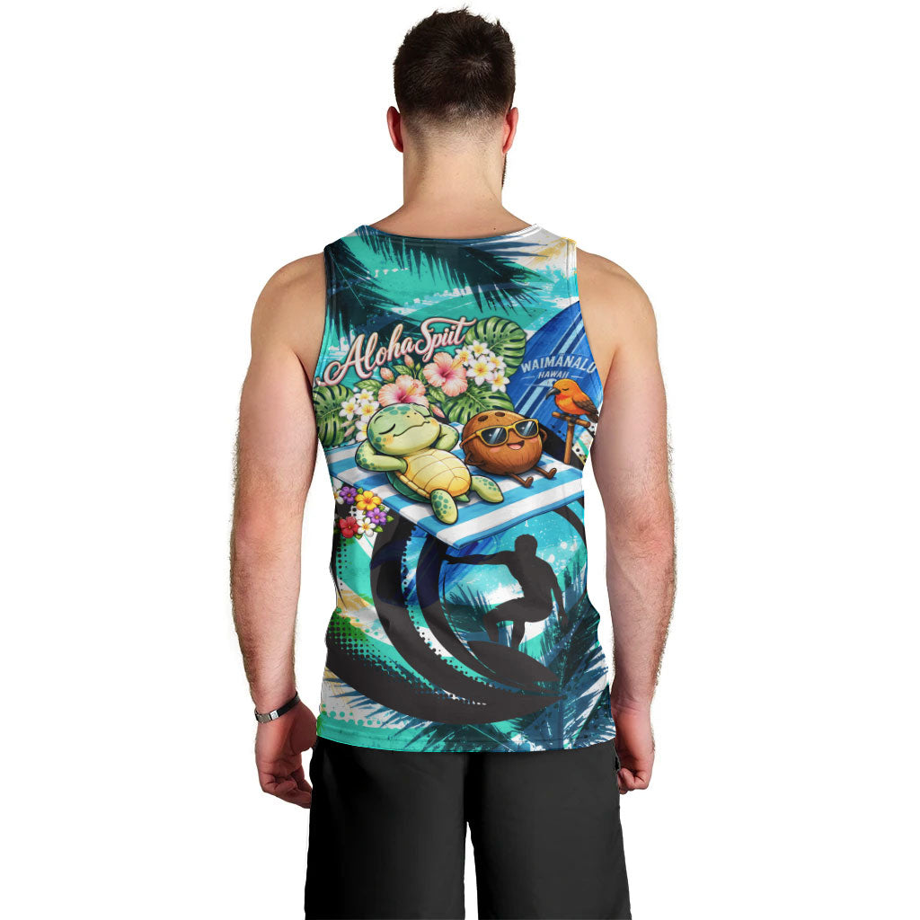 Hawaii Waimanalo Sea Turtle Men Tank Top Cute Tropical Beach Aloha Spirit Cartoon TS04 - Polynesian Pride
