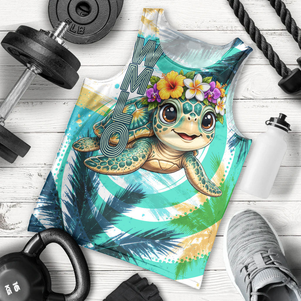 Hawaii Waimanalo Sea Turtle Men Tank Top Cute Tropical Beach Aloha Spirit Cartoon TS04 - Polynesian Pride