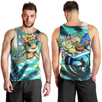 Hawaii Waimanalo Sea Turtle Men Tank Top Cute Tropical Beach Aloha Spirit Cartoon TS04 - Polynesian Pride