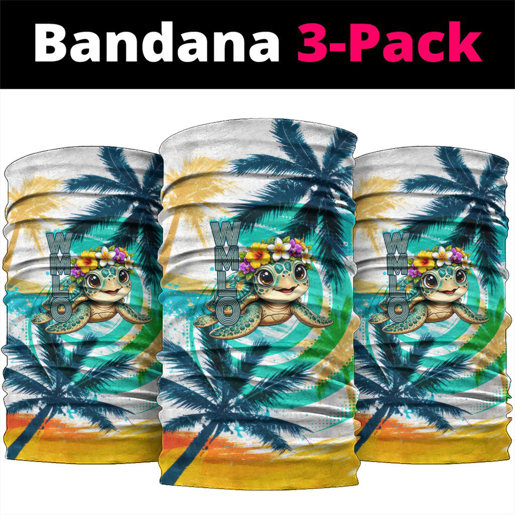 Hawaii Waimanalo Sea Turtle Neck Gaiter Cute Tropical Beach Aloha Spirit Cartoon TS04 package One Size: 25*50cm Green Blue - Polynesian Pride