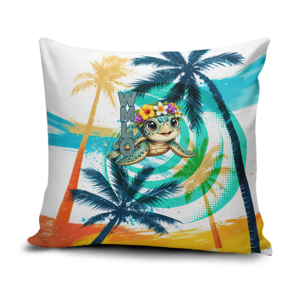 Hawaii Waimanalo Sea Turtle Pillow Cover Cute Tropical Beach Aloha Spirit Cartoon TS04 Green Blue - Polynesian Pride