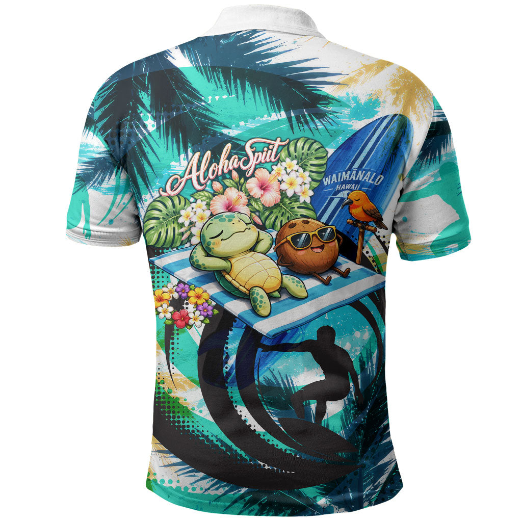 Hawaii Waimanalo Sea Turtle Polo Shirt Cute Tropical Beach Aloha Spirit Cartoon TS04 - Polynesian Pride