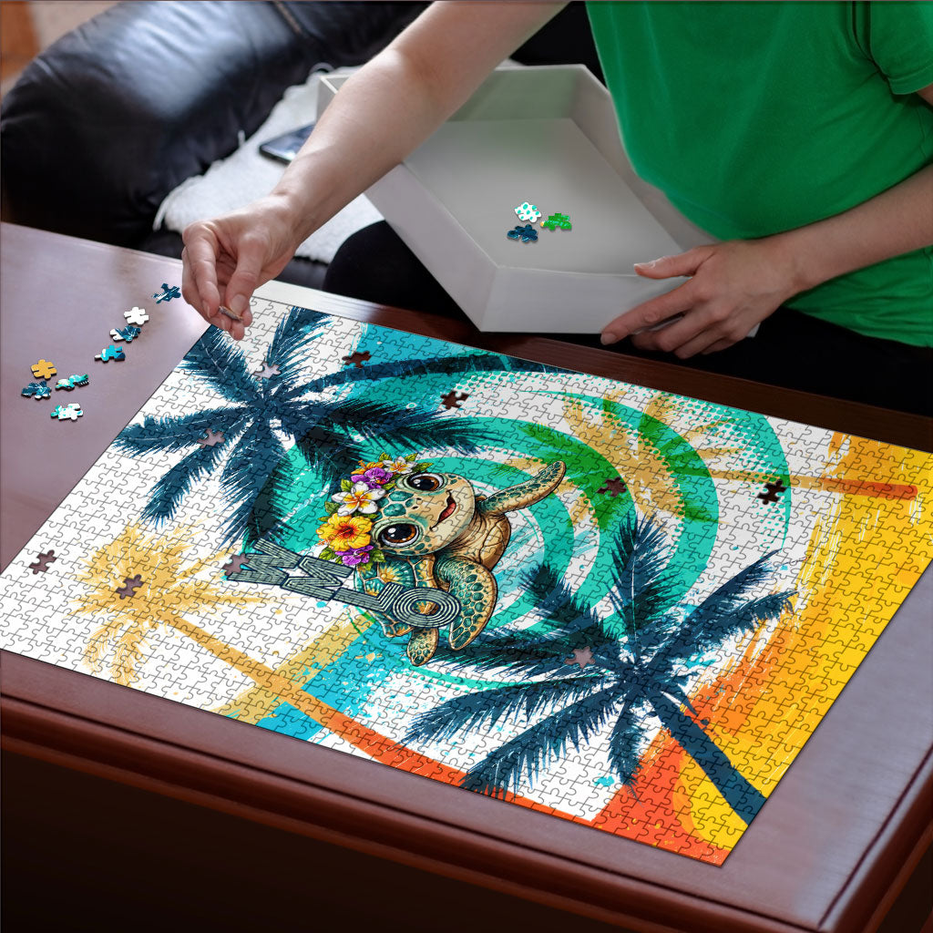 Hawaii Waimanalo Sea Turtle Puzzle Cute Tropical Beach Aloha Spirit Cartoon TS04 - Polynesian Pride
