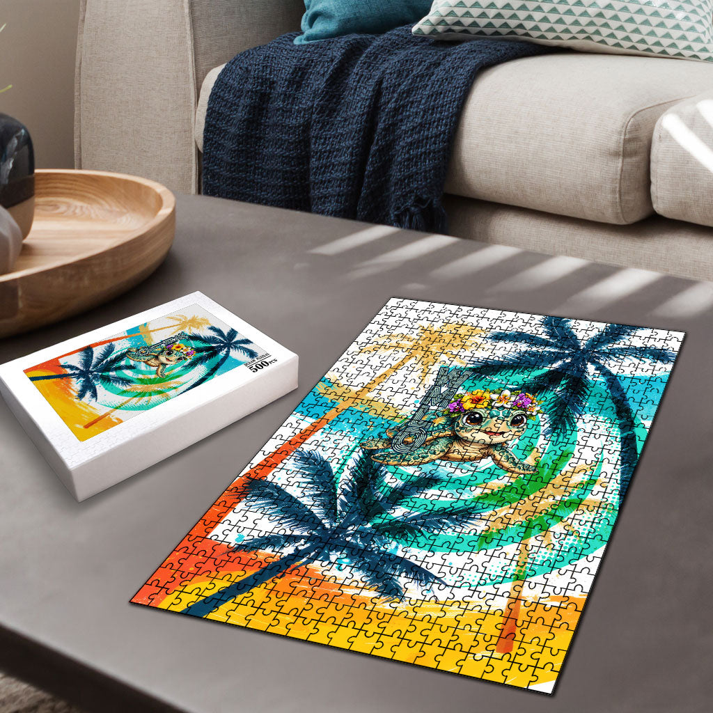 Hawaii Waimanalo Sea Turtle Puzzle Cute Tropical Beach Aloha Spirit Cartoon TS04 - Polynesian Pride