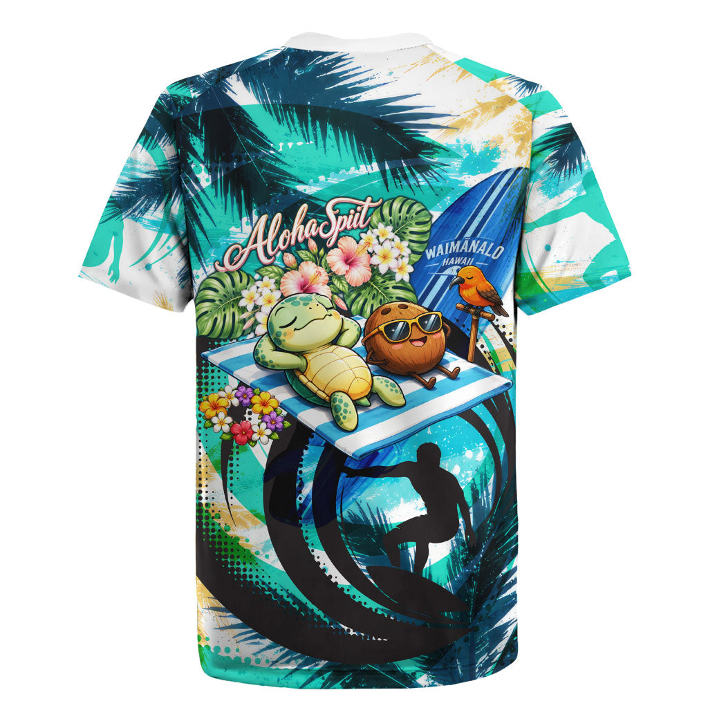 Hawaii Waimanalo Sea Turtle Rugby Jersey Cute Tropical Beach Aloha Spirit Cartoon TS04 - Polynesian Pride