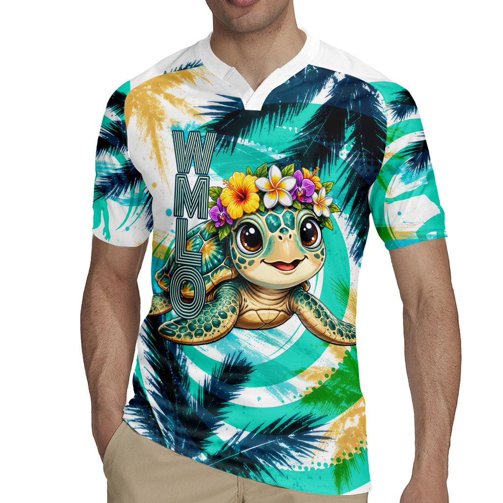 Hawaii Waimanalo Sea Turtle Rugby Jersey Cute Tropical Beach Aloha Spirit Cartoon TS04 - Polynesian Pride