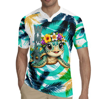 Hawaii Waimanalo Sea Turtle Rugby Jersey Cute Tropical Beach Aloha Spirit Cartoon TS04 - Polynesian Pride