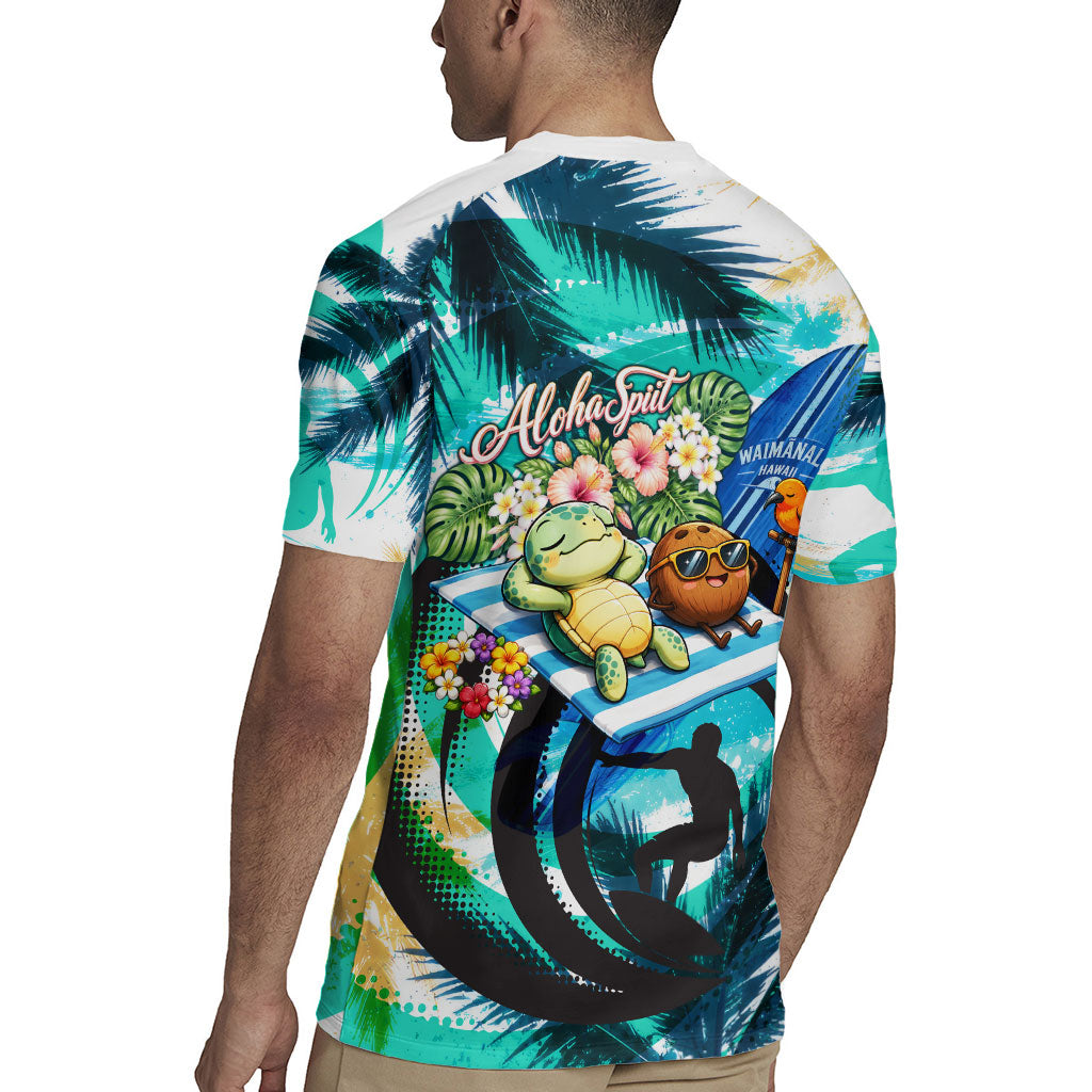 Hawaii Waimanalo Sea Turtle Rugby Jersey Cute Tropical Beach Aloha Spirit Cartoon TS04 - Polynesian Pride
