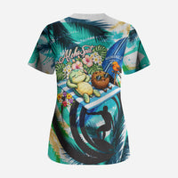 Hawaii Waimanalo Sea Turtle Scrub Top Cute Tropical Beach Aloha Spirit Cartoon TS04 - Polynesian Pride