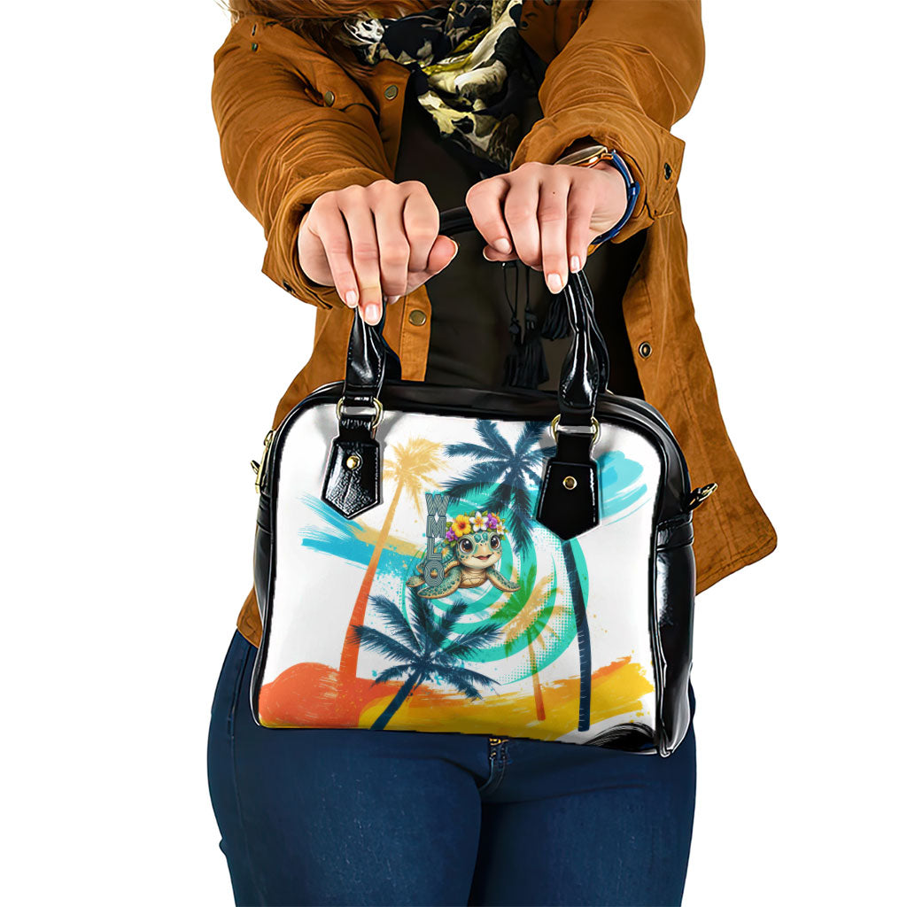 Hawaii Waimanalo Sea Turtle Shoulder Handbag Cute Tropical Beach Aloha Spirit Cartoon TS04 One Size Green Blue - Polynesian Pride