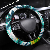 Hawaii Waimanalo Sea Turtle Steering Wheel Cover Cute Tropical Beach Aloha Spirit Cartoon TS04 Universal Fit Green Blue - Polynesian Pride