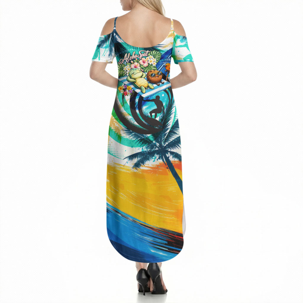 Hawaii Waimanalo Sea Turtle Summer Maxi Dress Cute Tropical Beach Aloha Spirit Cartoon TS04 - Polynesian Pride