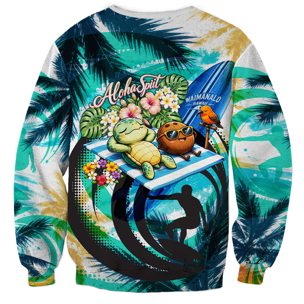 Hawaii Waimanalo Sea Turtle Sweatshirt Cute Tropical Beach Aloha Spirit Cartoon TS04 - Polynesian Pride